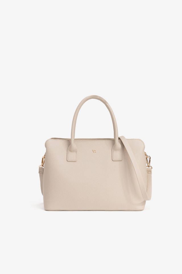 Beige Structured Handbag
