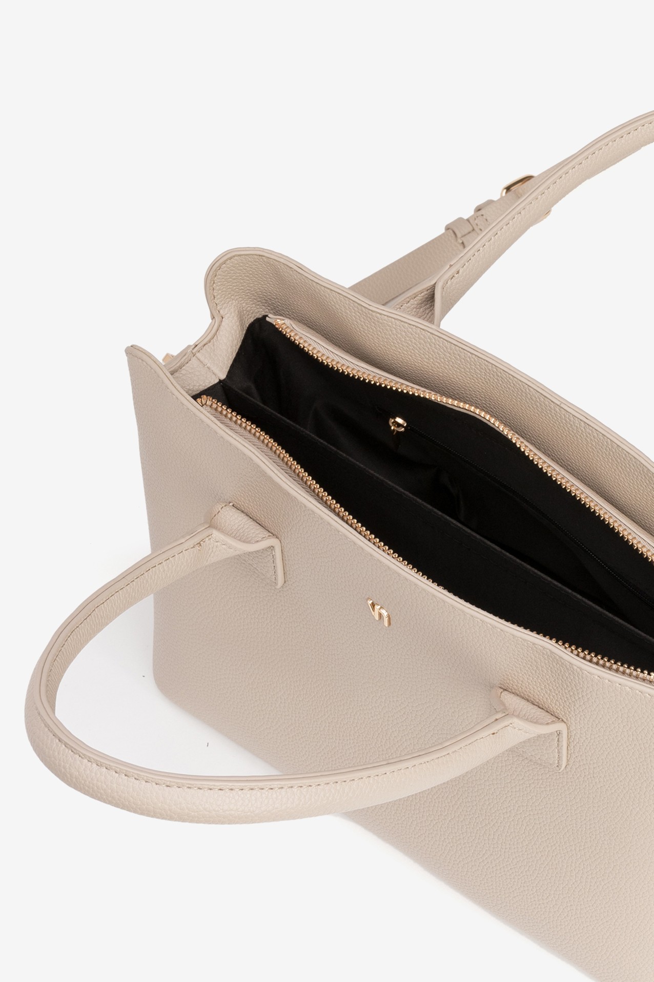 Beige Structured Handbag