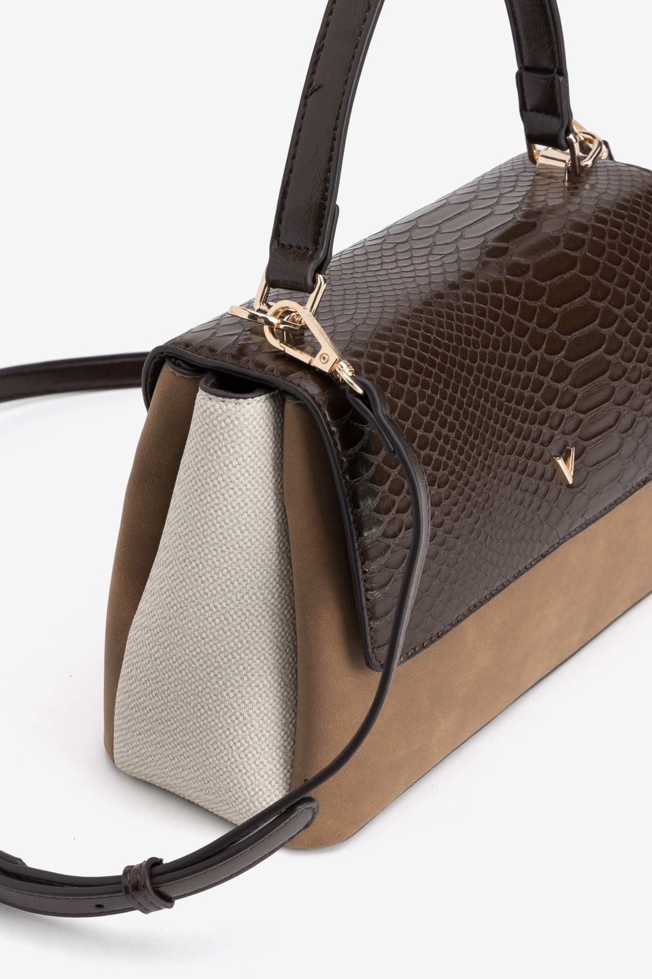 Brown Structured Satchel Bag