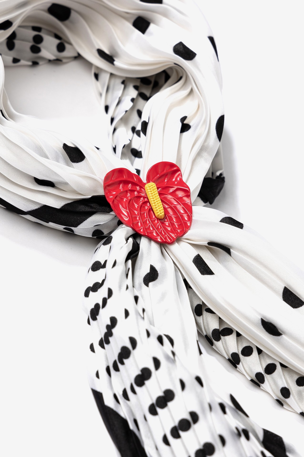 Black Polka Dot Skinny Scarf