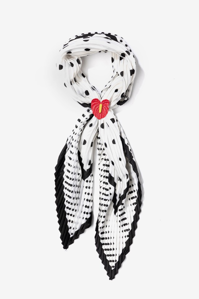 Black Polka Dot Skinny Scarf