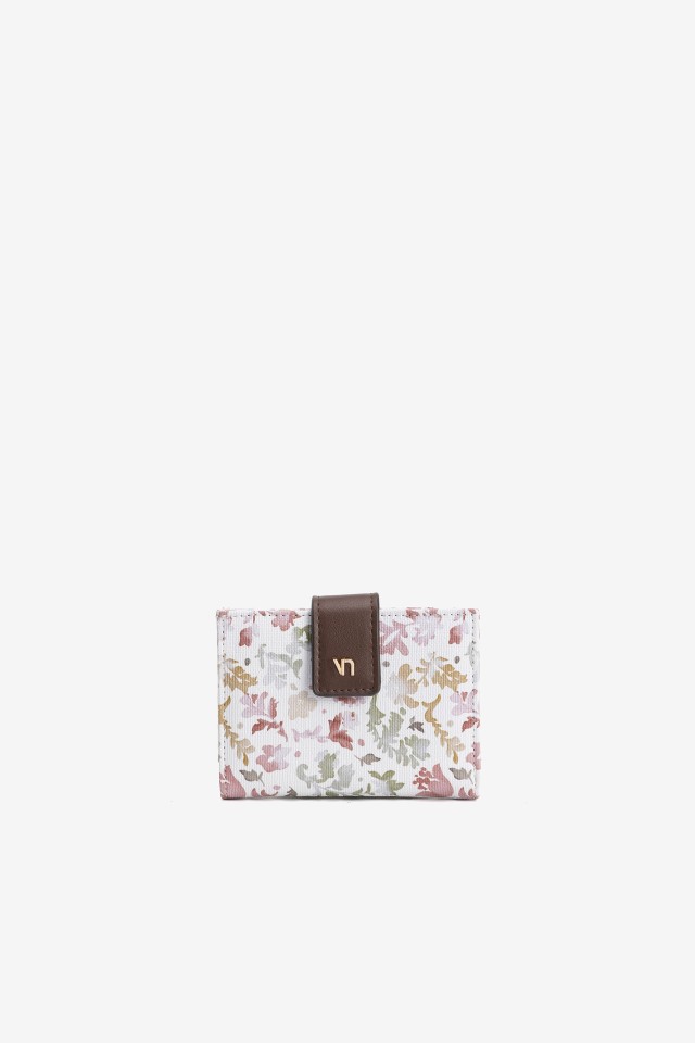 Porta-moedas floral rosa