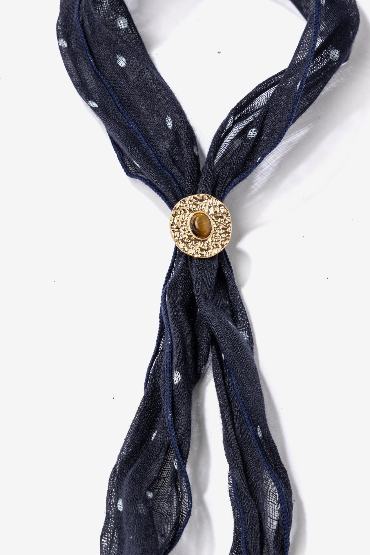Dark Blue Polka Skinny Scarf