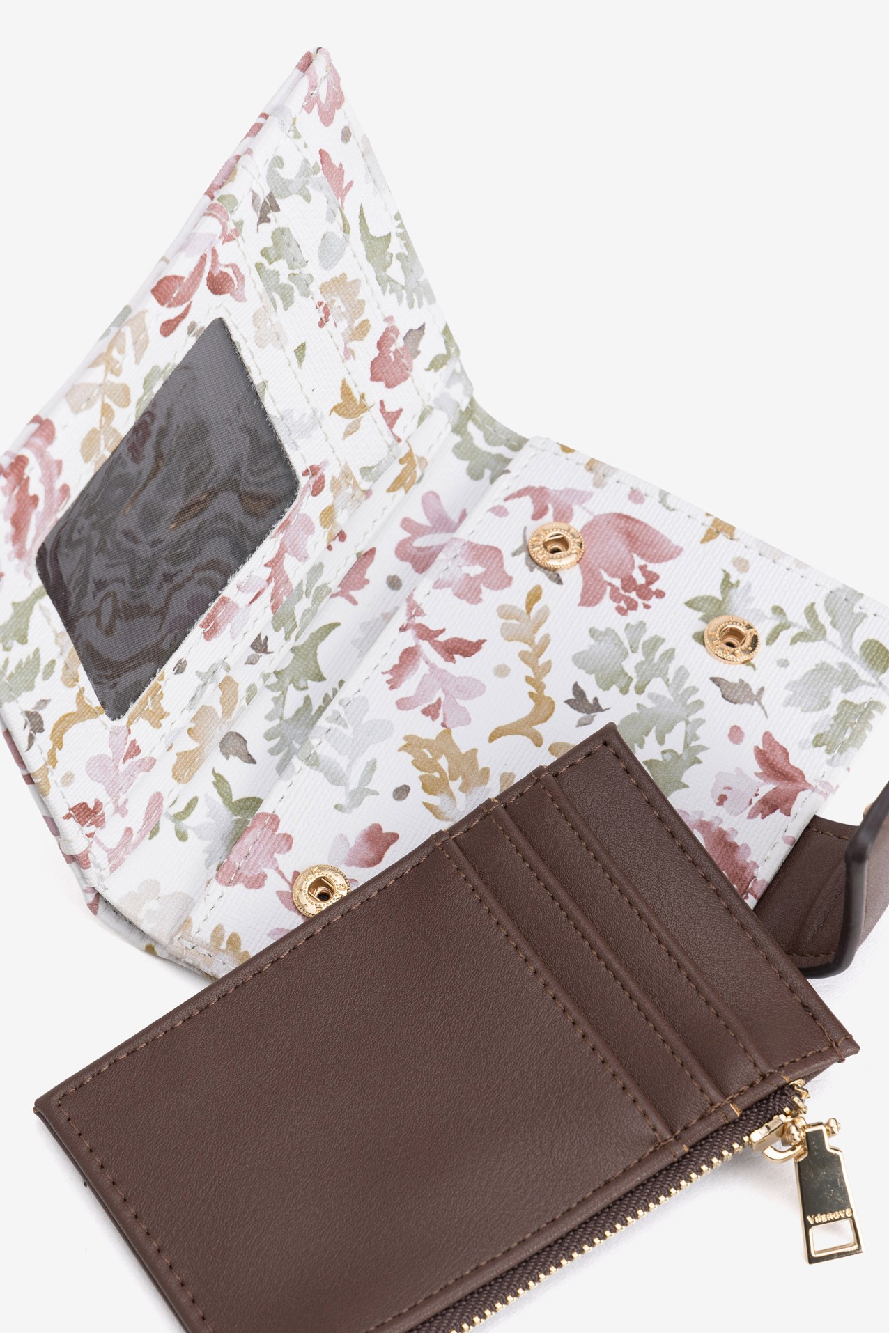 Porta-moedas floral rosa