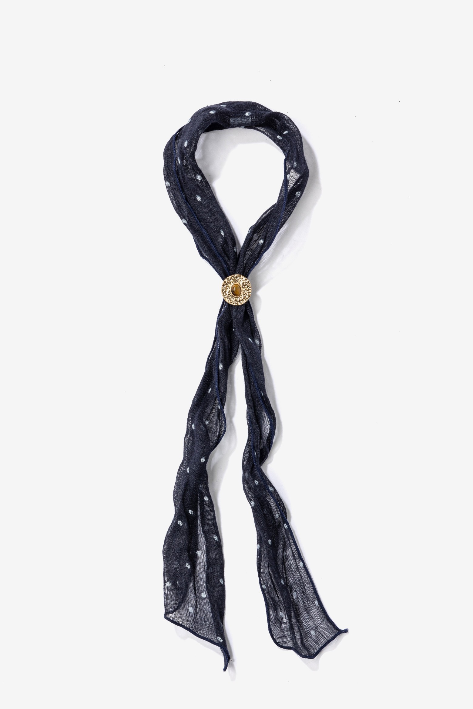 Dark Blue Polka Skinny Scarf