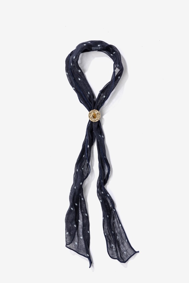 Dark Blue Polka Skinny Scarf