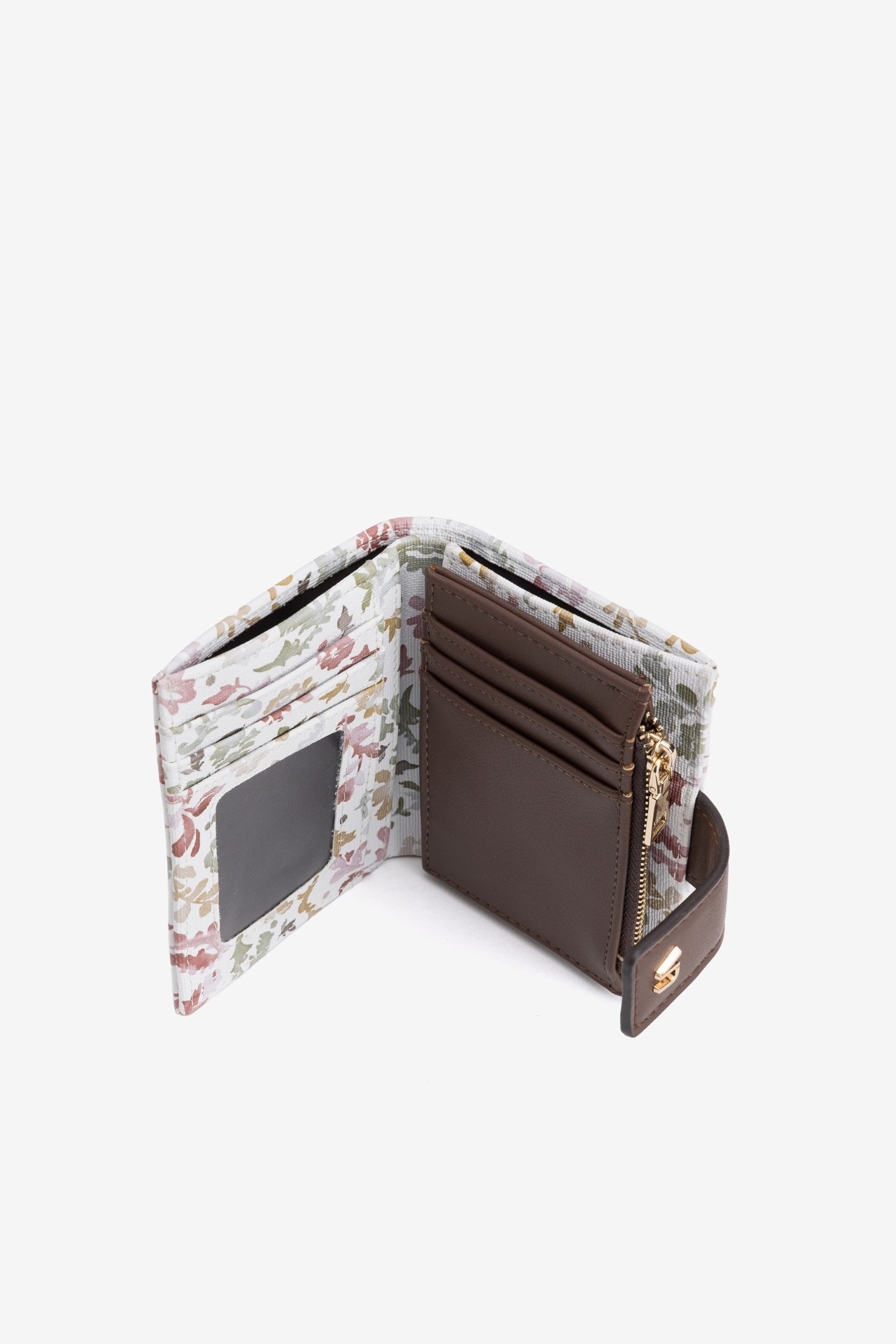 Porta-moedas floral rosa