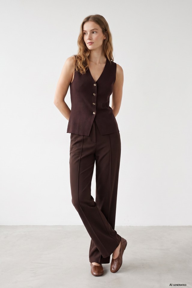 Wide Leg Brown Trousers