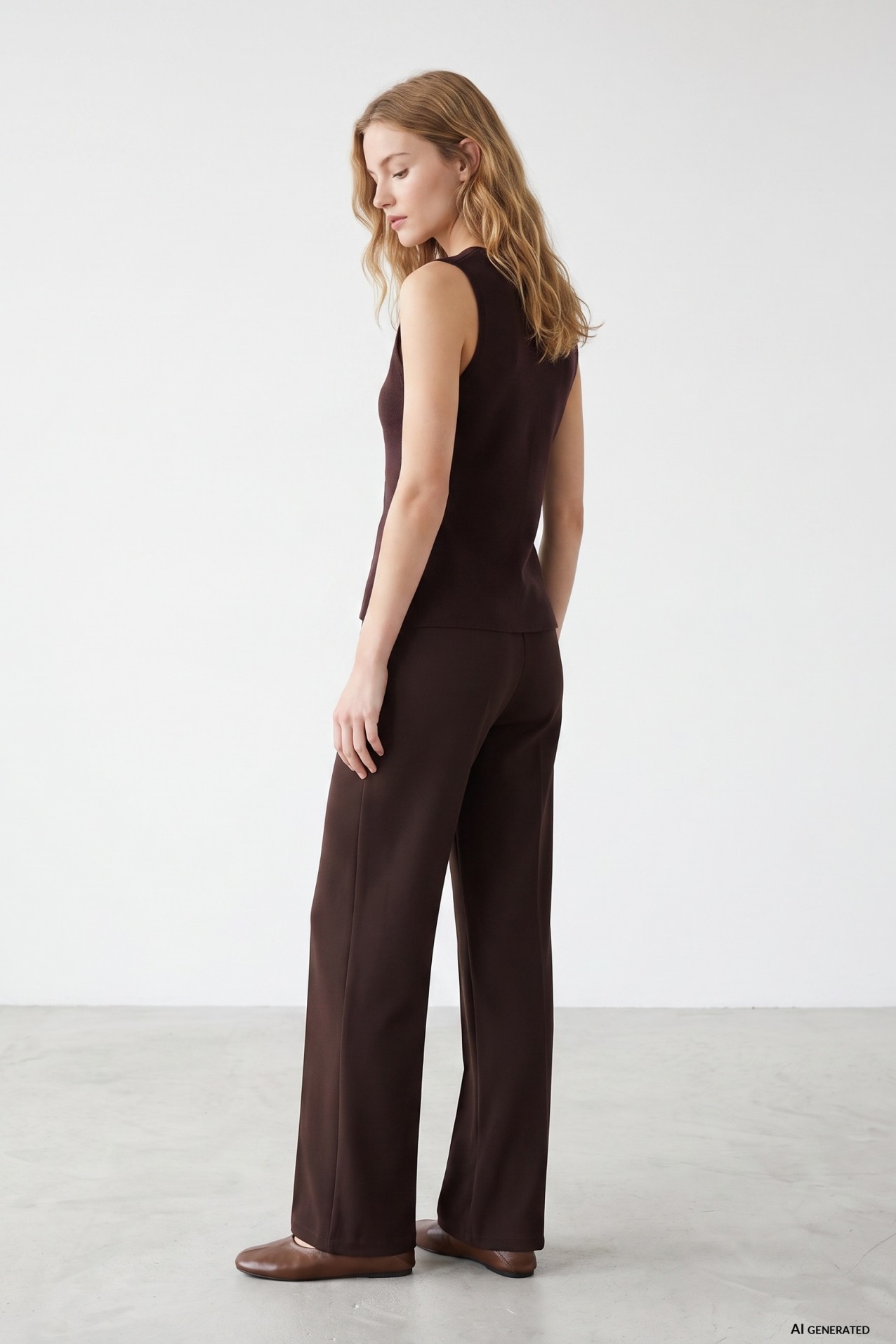 Wide Leg Brown Trousers