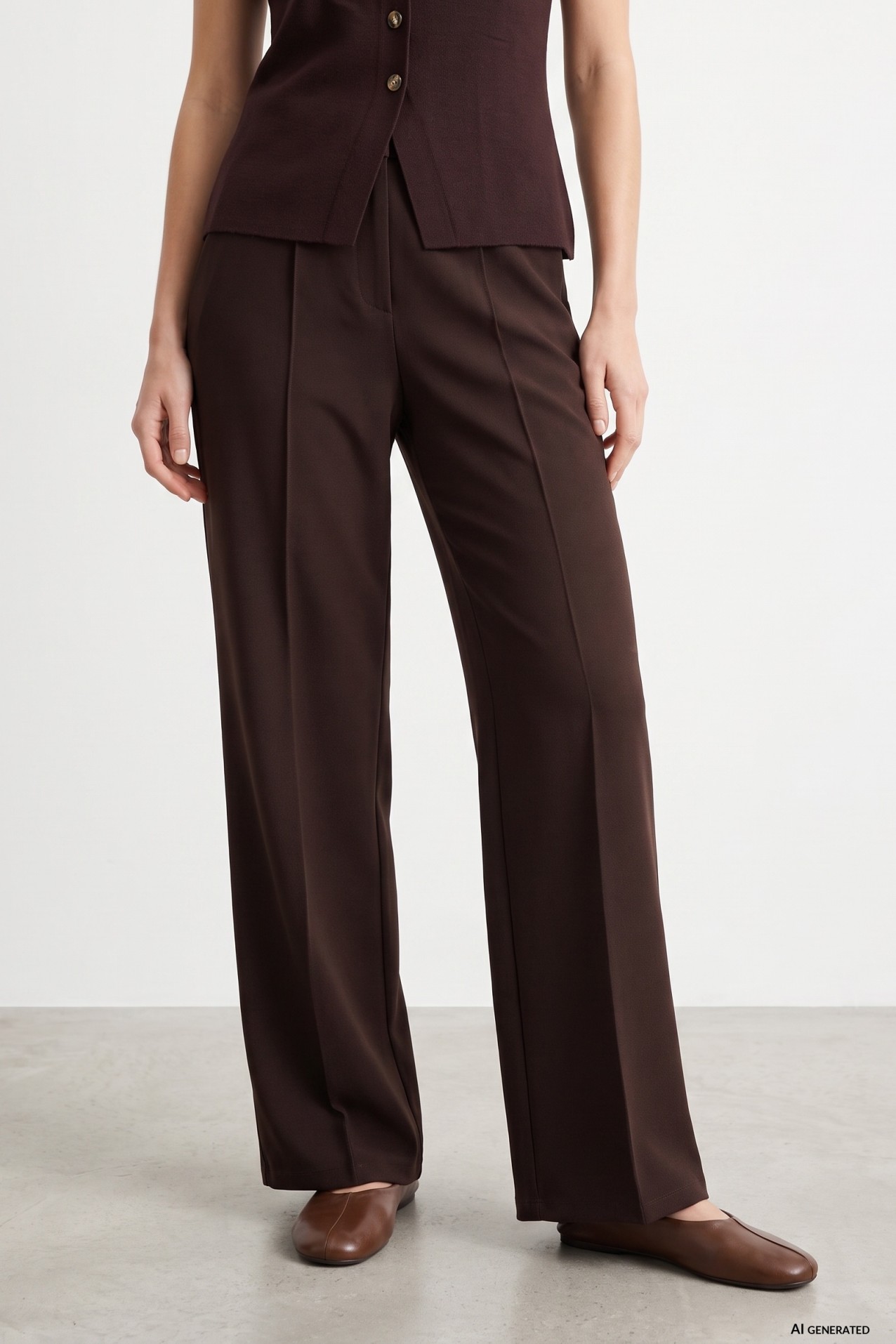 Wide Leg Brown Trousers