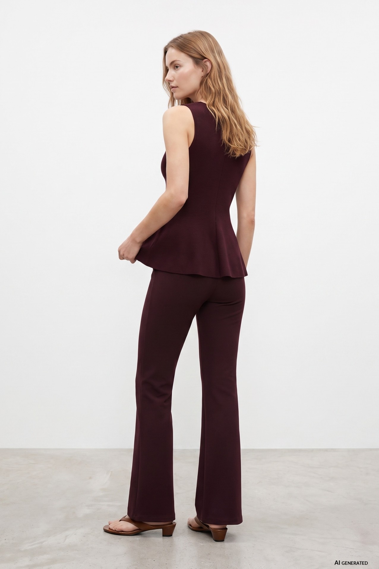 Wine Flare Fit Trousers
