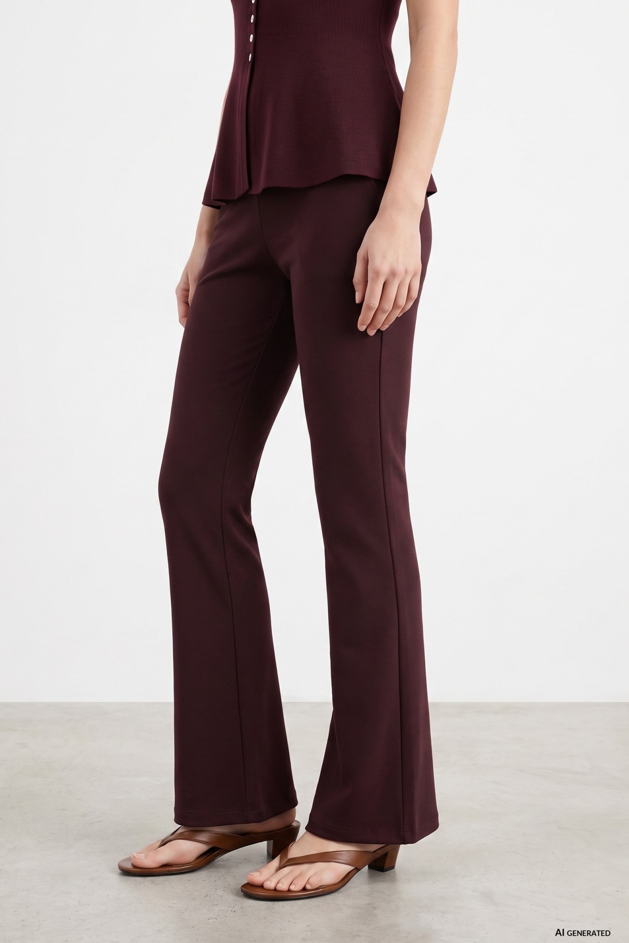 Wine Flare Fit Trousers