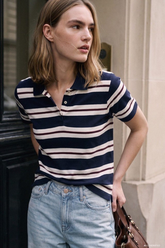 Striped Slim Fit Polo Tee Striped Slim Fit Polo Tee