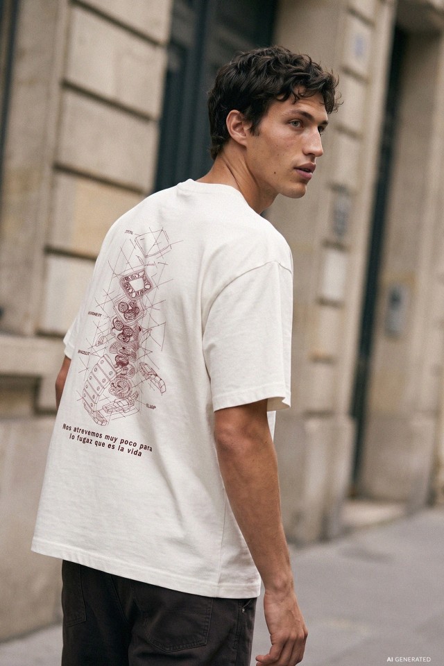 Beige Relaxed Graphic Tee