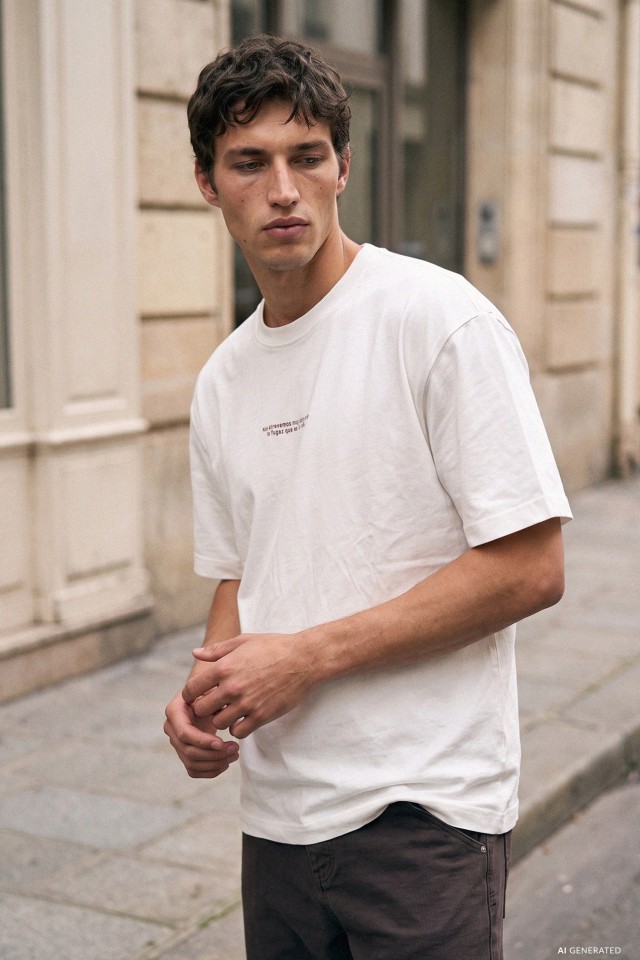 Beige Relaxed Graphic Tee
