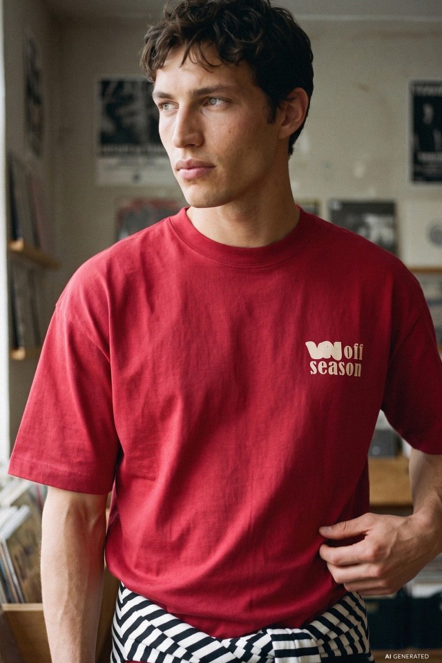 Boxy Dark Red Graphic Tee