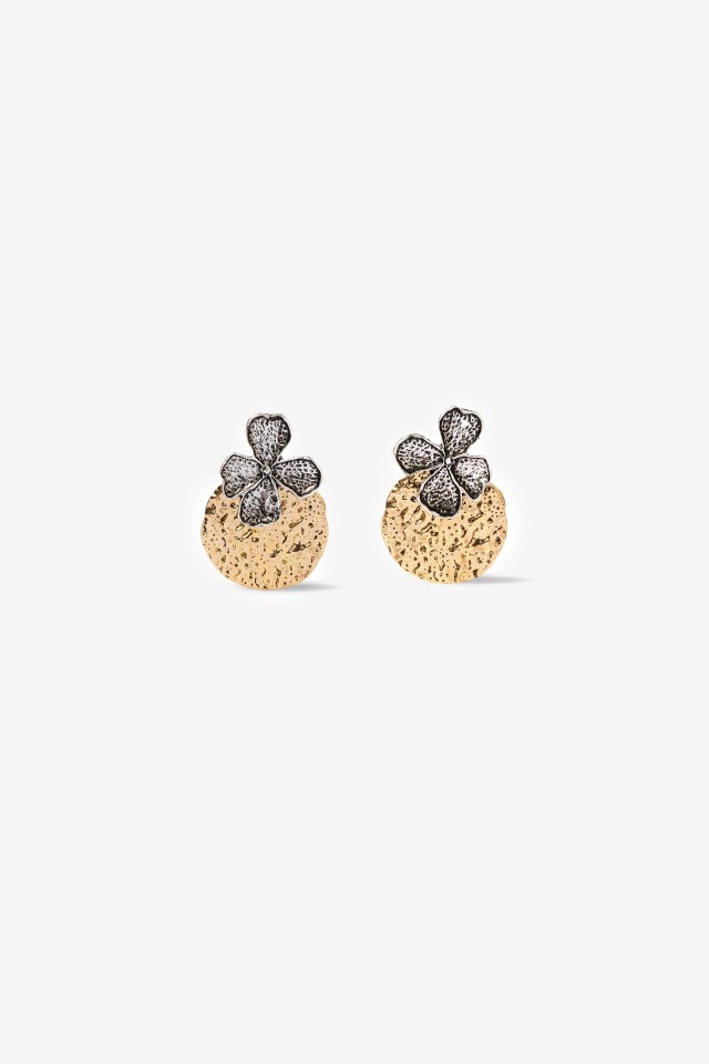 Textured Gold Flower Earrings