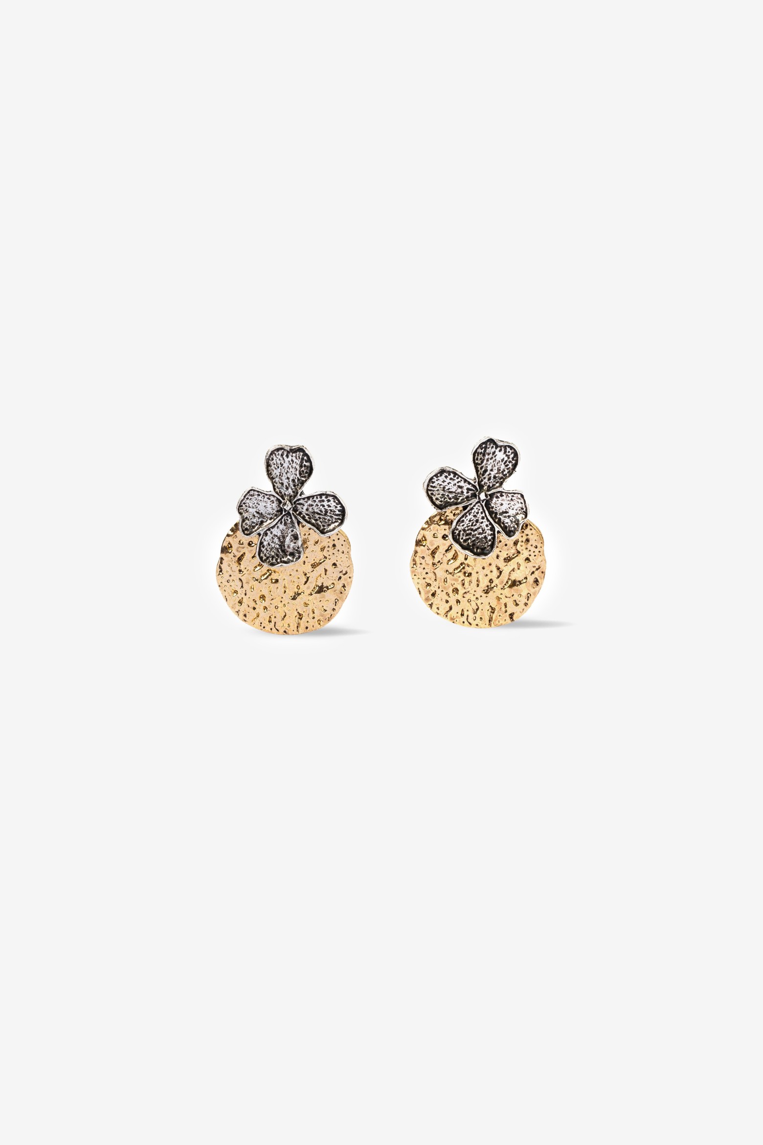 Textured Gold Flower Earrings