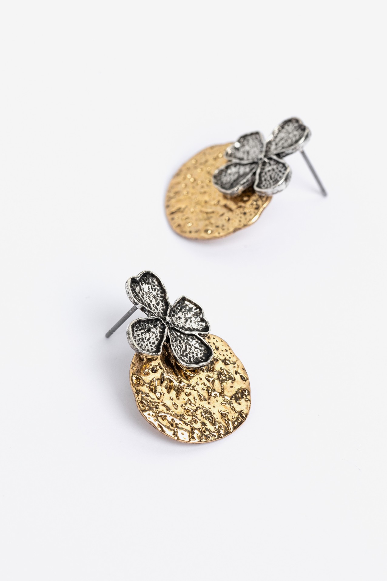 Textured Gold Flower Earrings
