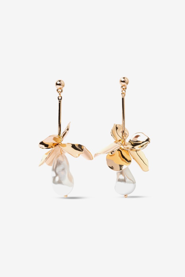 Gold Drop Earrings Floral Gold Drop Earrings Floral