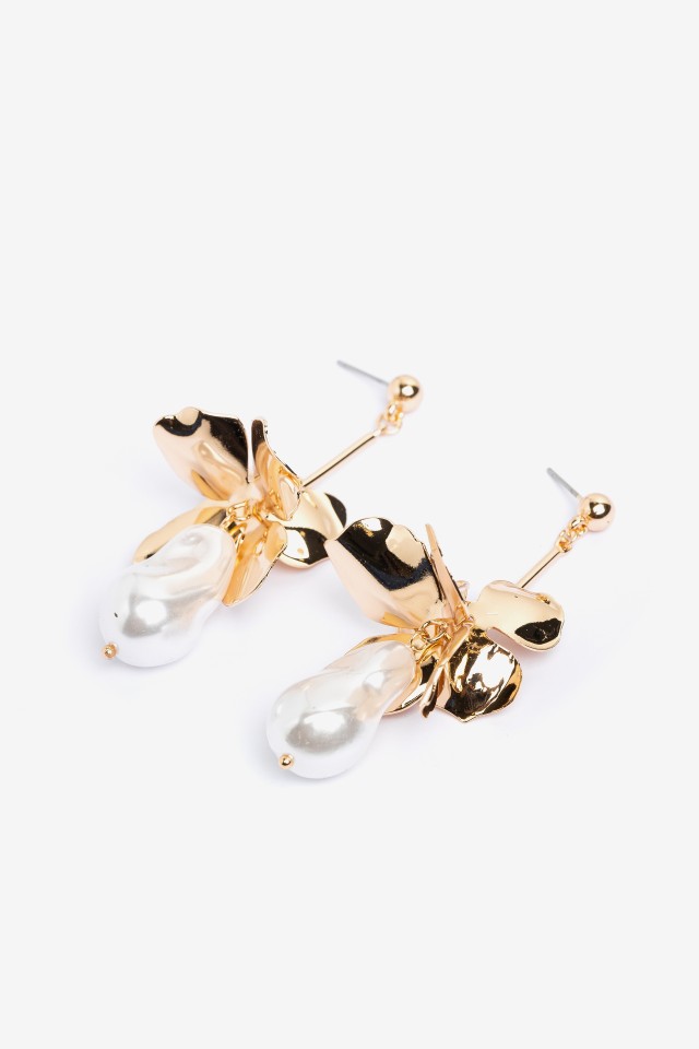 Gold Drop Earrings Floral Gold Drop Earrings Floral