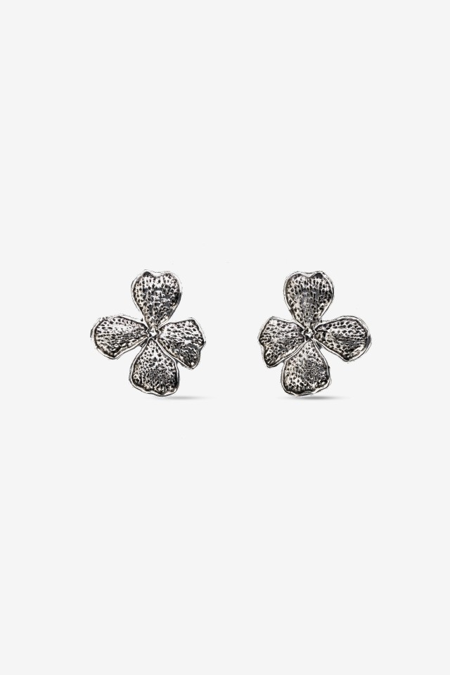 Silver Flower Pearl Earrings Silver Flower Pearl Earrings