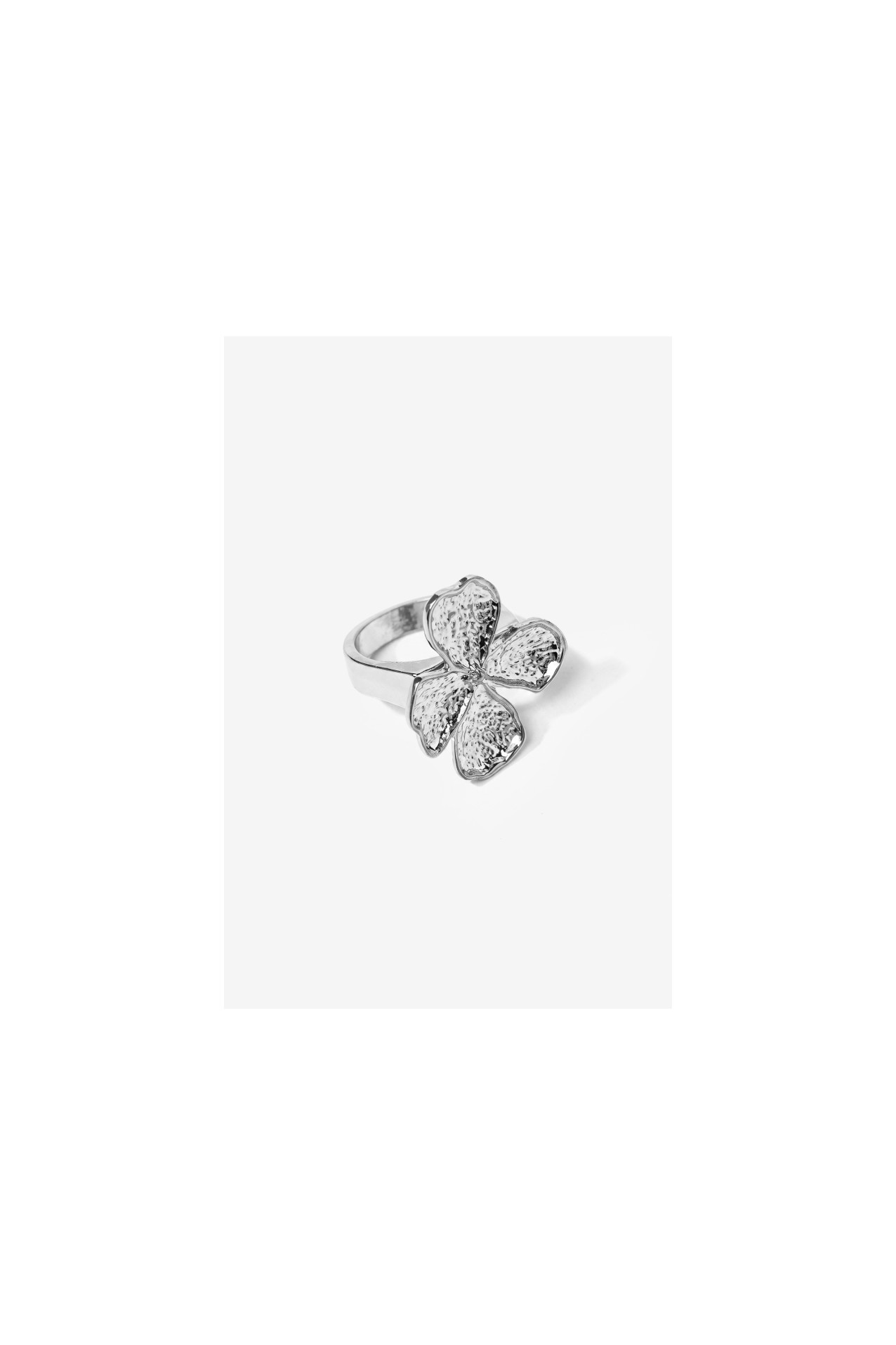 Textured Silver Flower Ring