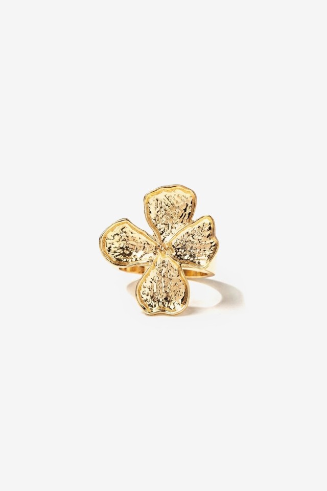 Textured Flower Gold Ring