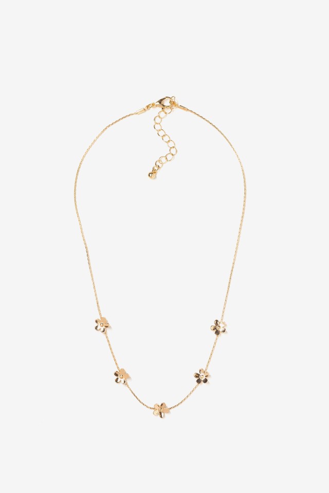 Gold Flower Chain Necklace