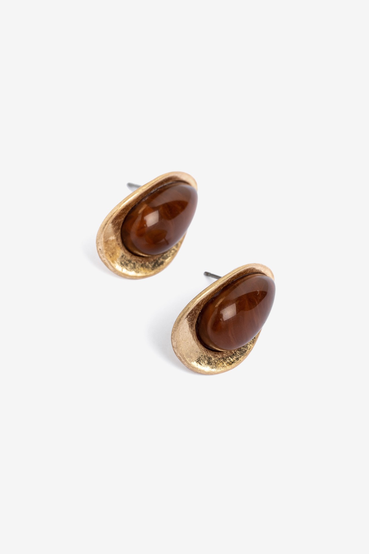 Gold Teardrop Stud Earrings