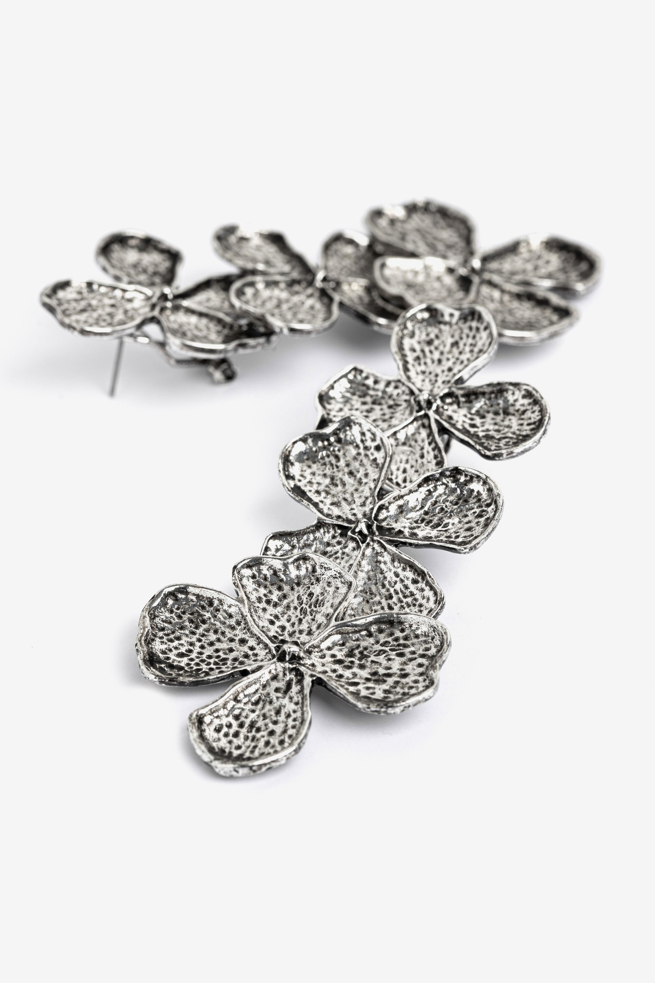 Silver Flower Statement Earrings