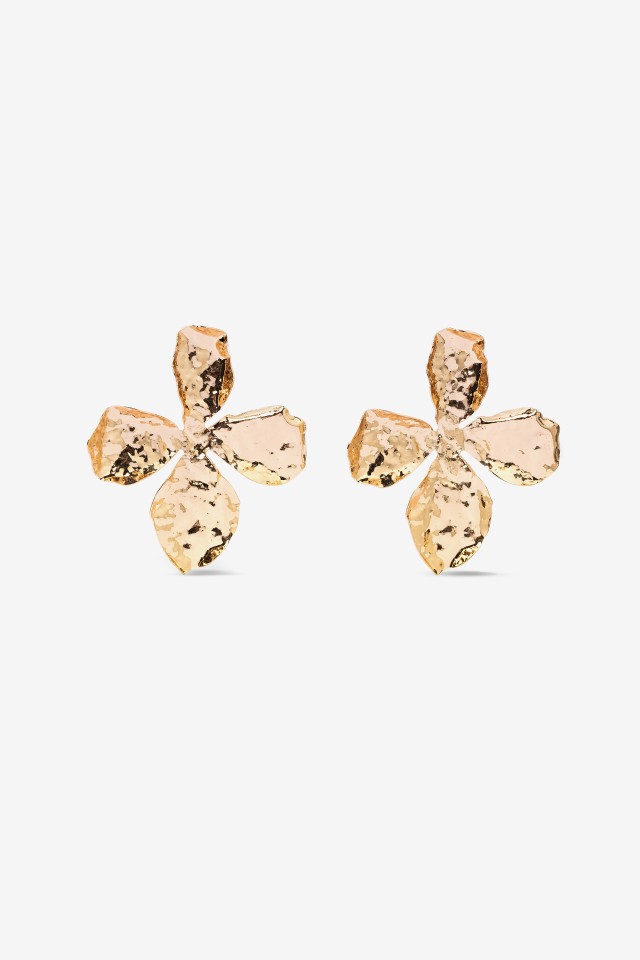 Textured Gold Flower Earrings