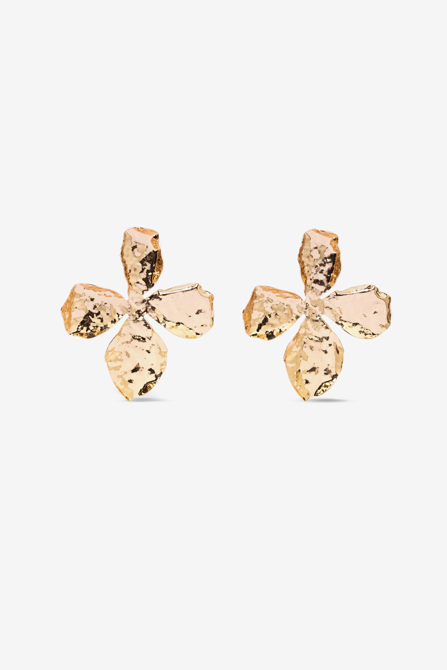 Textured Gold Flower Earrings