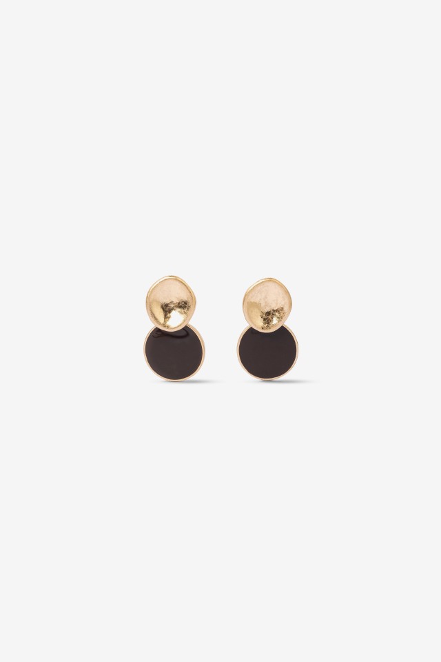 Gold Black Dual Earrings