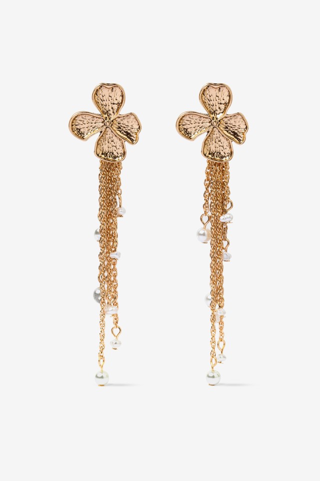Gold Flower Drop Earrings