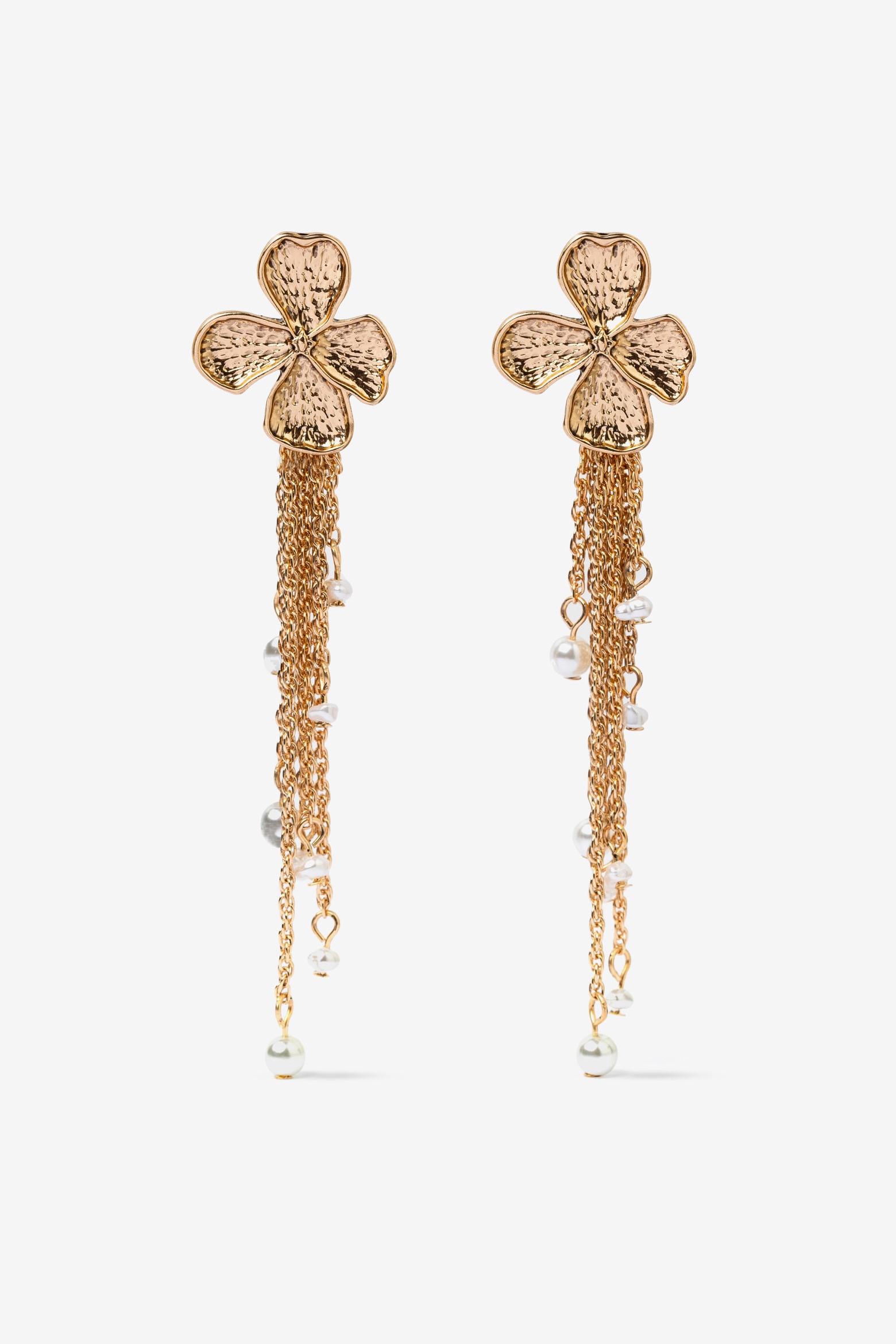 Gold Flower Drop Earrings