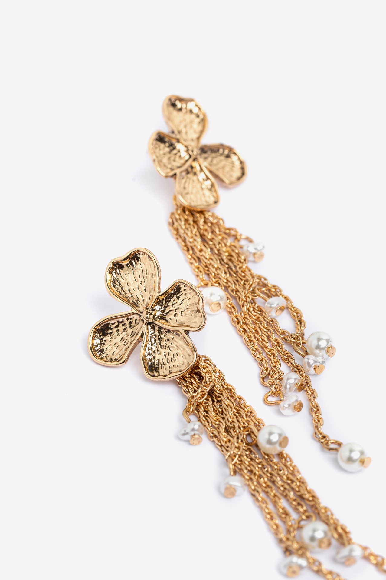 Gold Flower Drop Earrings