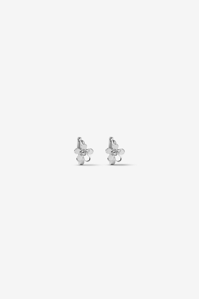 Silver Hoop Flower Earrings