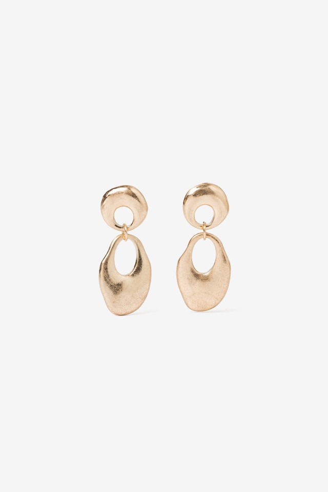 Gold Organic Drop Earrings