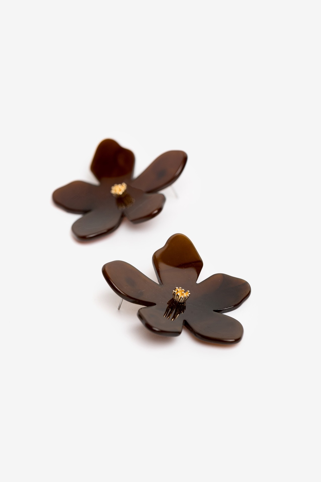 Brown Flower Statement Earrings