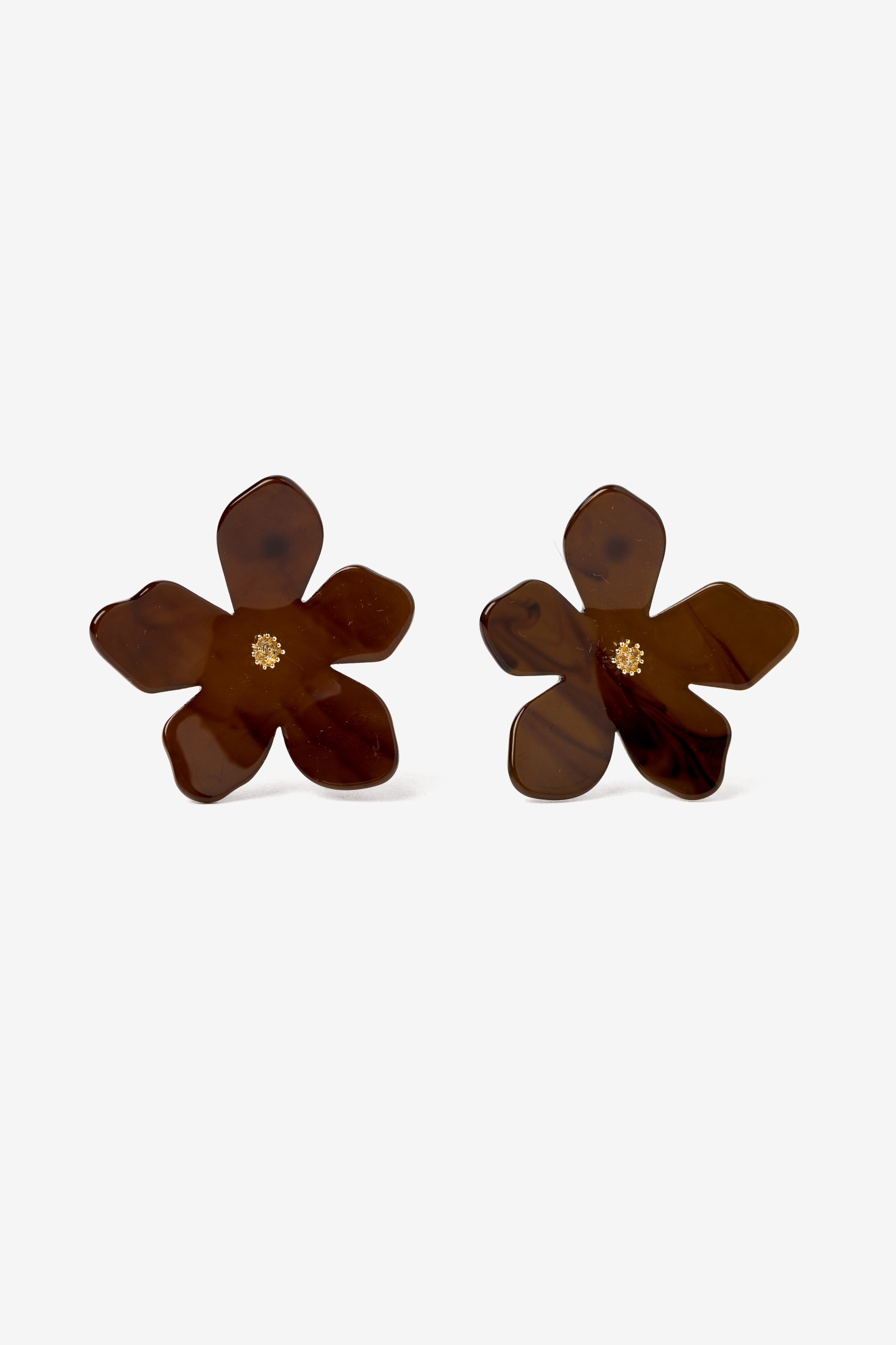 Brown Flower Statement Earrings