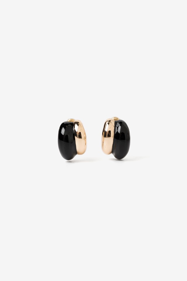 Chunky Gold Black Earrings