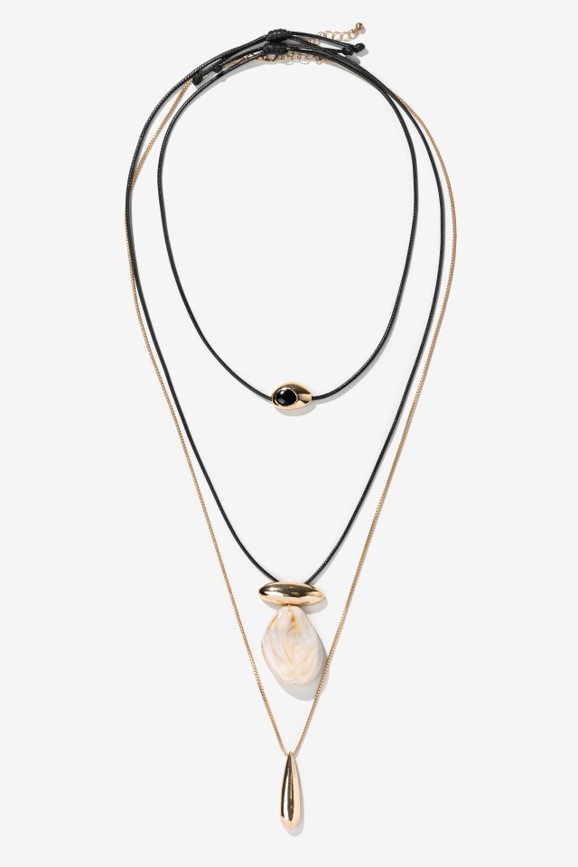 Triple Layer Black Gold Necklace