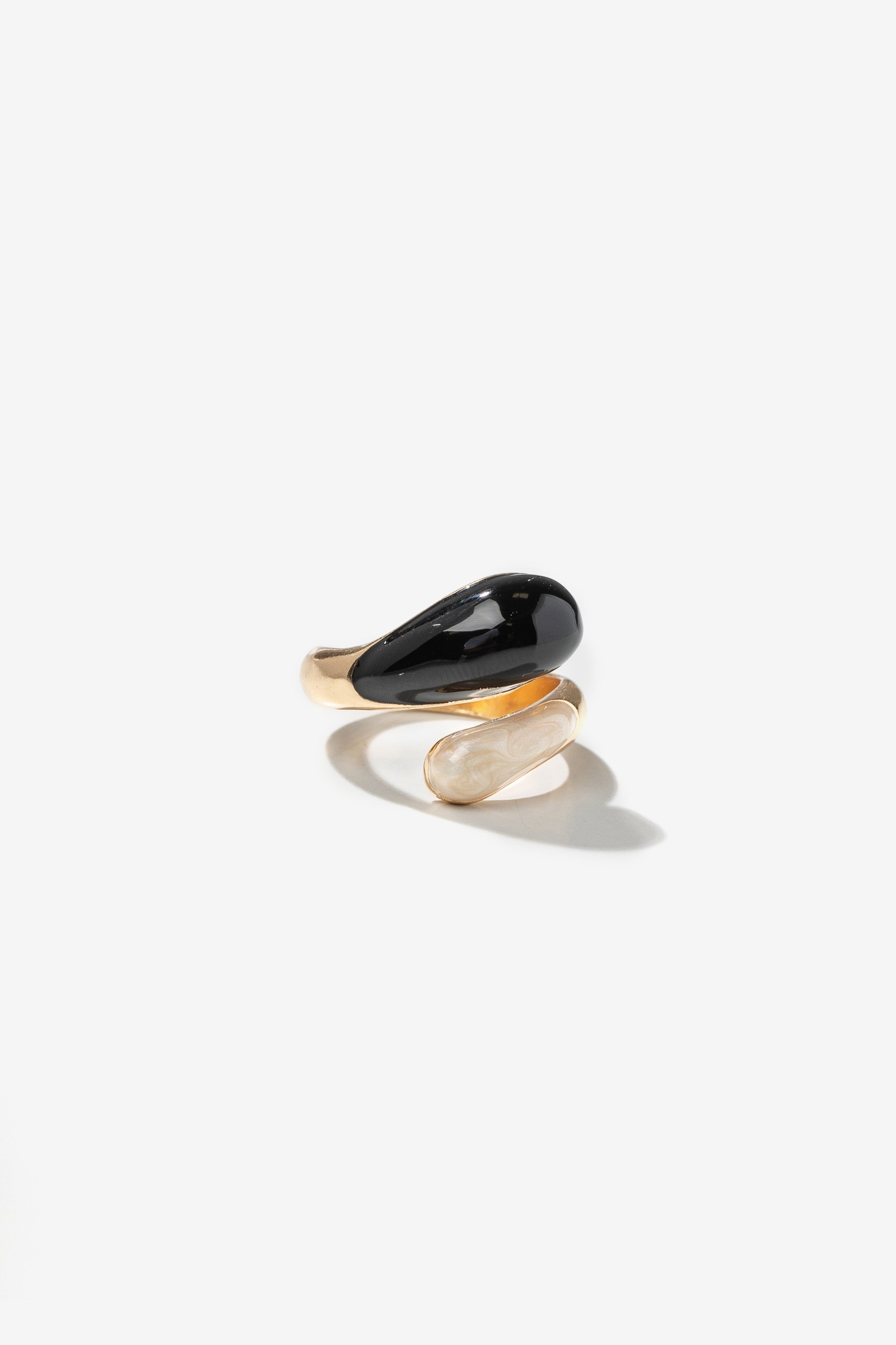 Open Gold Ring Black White