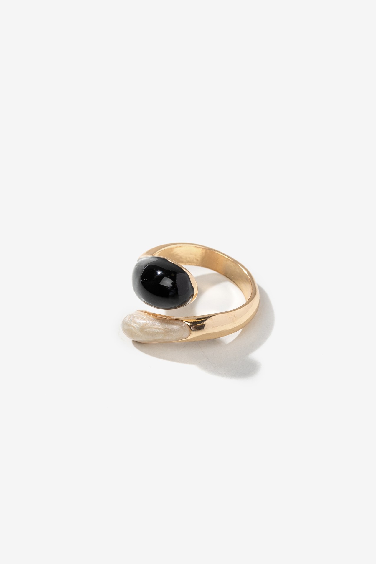 Open Gold Ring Black White