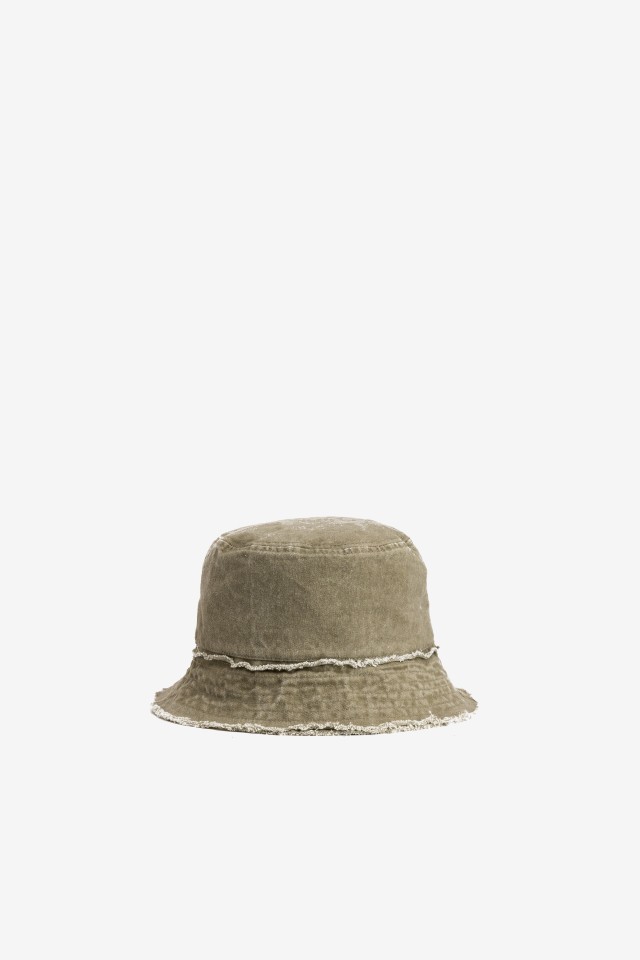 Green Frayed Bucket Hat