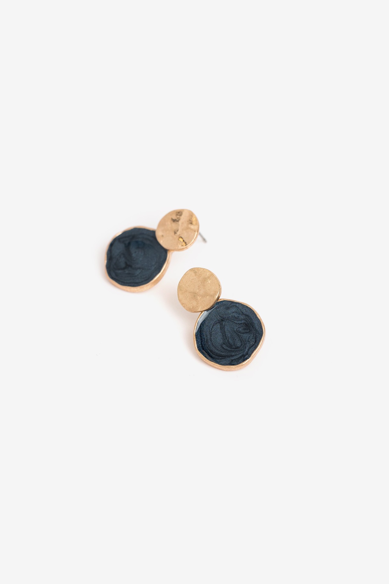 Textured Gold Blue Earrings