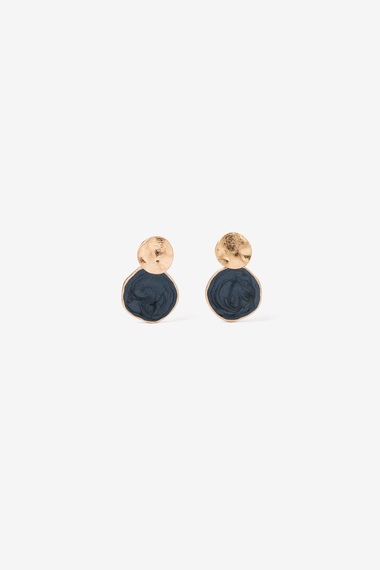 Textured Gold Blue Earrings