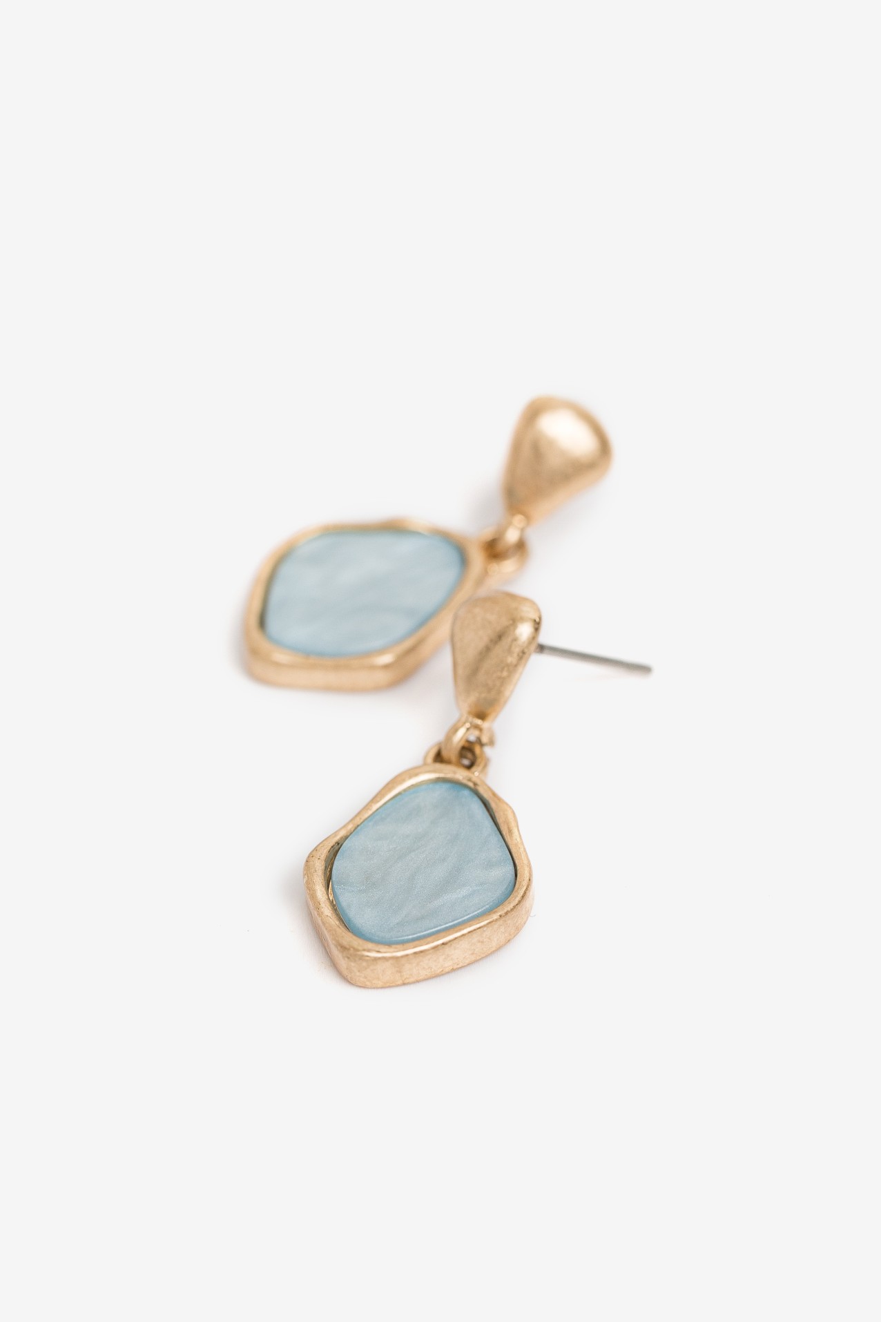 Gold Earrings With Blue Pendant