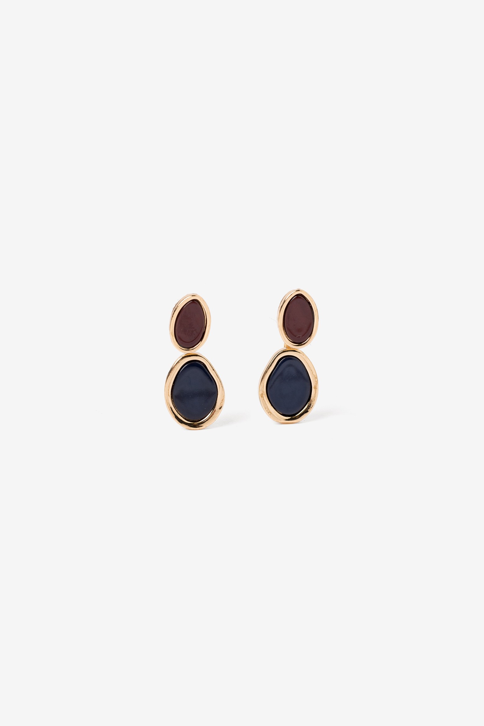 Gold Double Stone Earrings